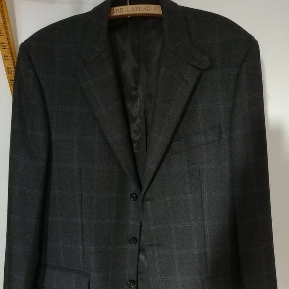 Charcoal gray windowpane tweed blazer XL - Picture 1 of 5